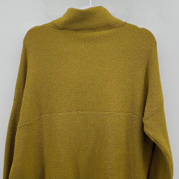 Chelsea & Theodore Ribbed Mock Neck Sweater Womens Large Green Gold Boho Earthy - Picture 5 of 8